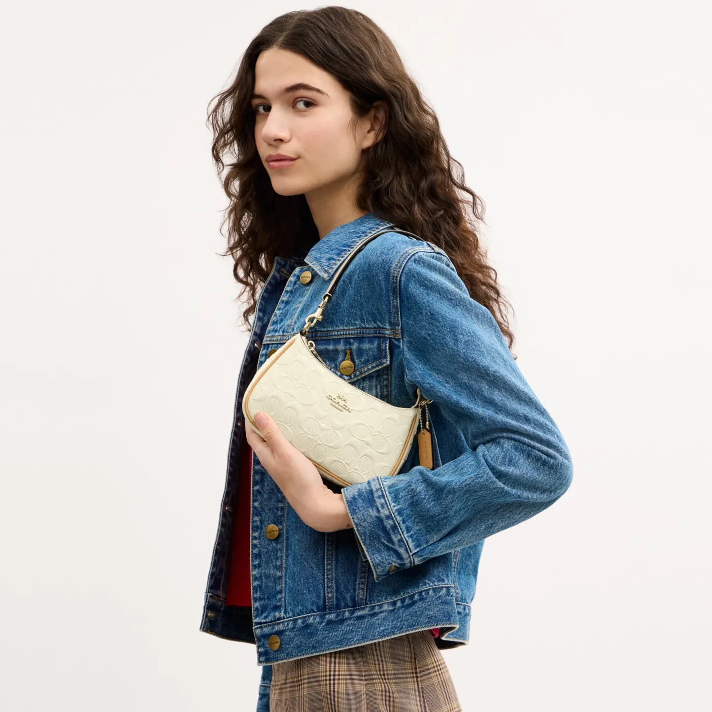 COACH®,Teri Mini Crossbody Bag In Signature Leather,Cream,Detail View