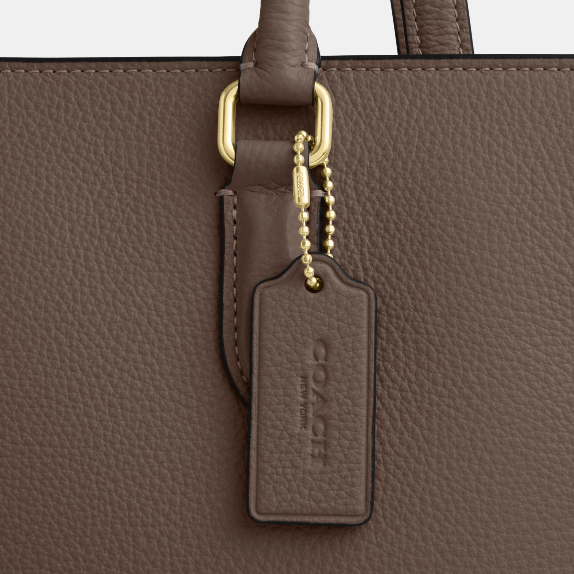 COACH®,Maggie Tote Bag,Leather,Tote,Logo,Embossed,Metal,Work,Brown,Closer View