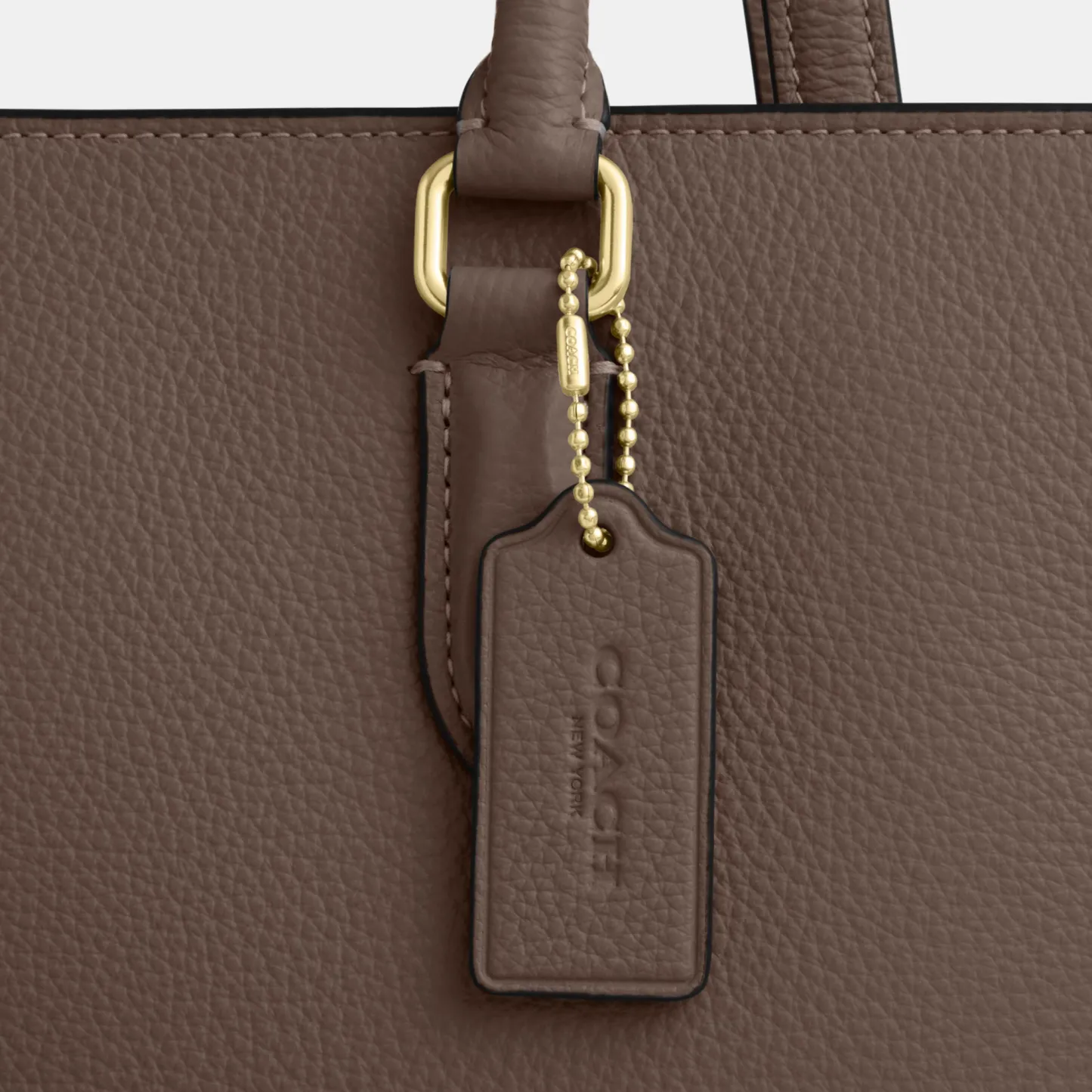 COACH®,Maggie Tote Bag,Leather,Tote,Logo,Embossed,Metal,Work,Brown,Closer View