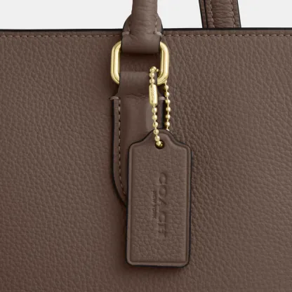 COACH®,Maggie Tote Bag,Leather,Tote,Logo,Embossed,Metal,Work,Brown,Closer View