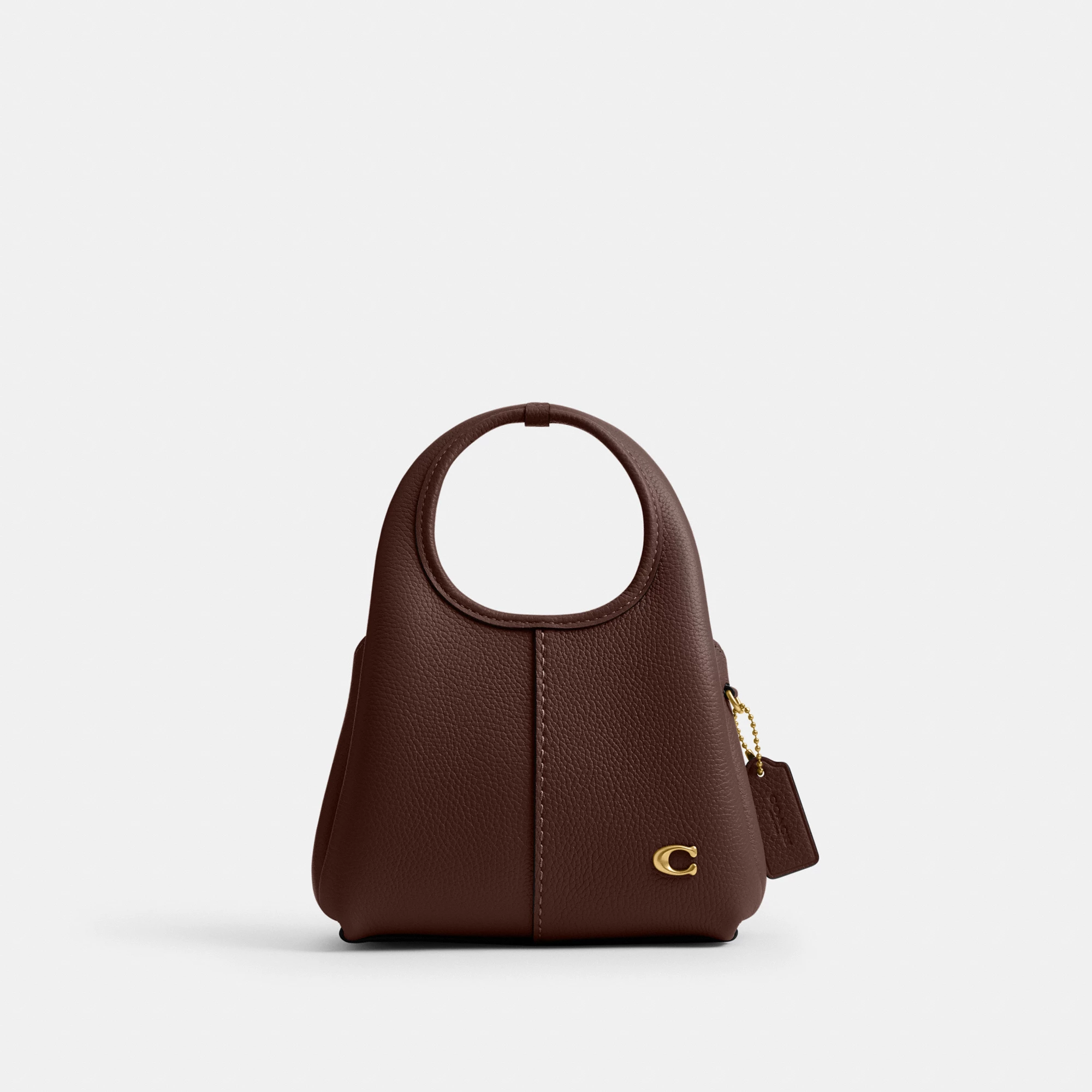 COACH®,Lana Shoulder Bag 19,Leather,Crossbody,Metal,Logo,Shoulder Guard,Brass,Casual,Brown,Front View