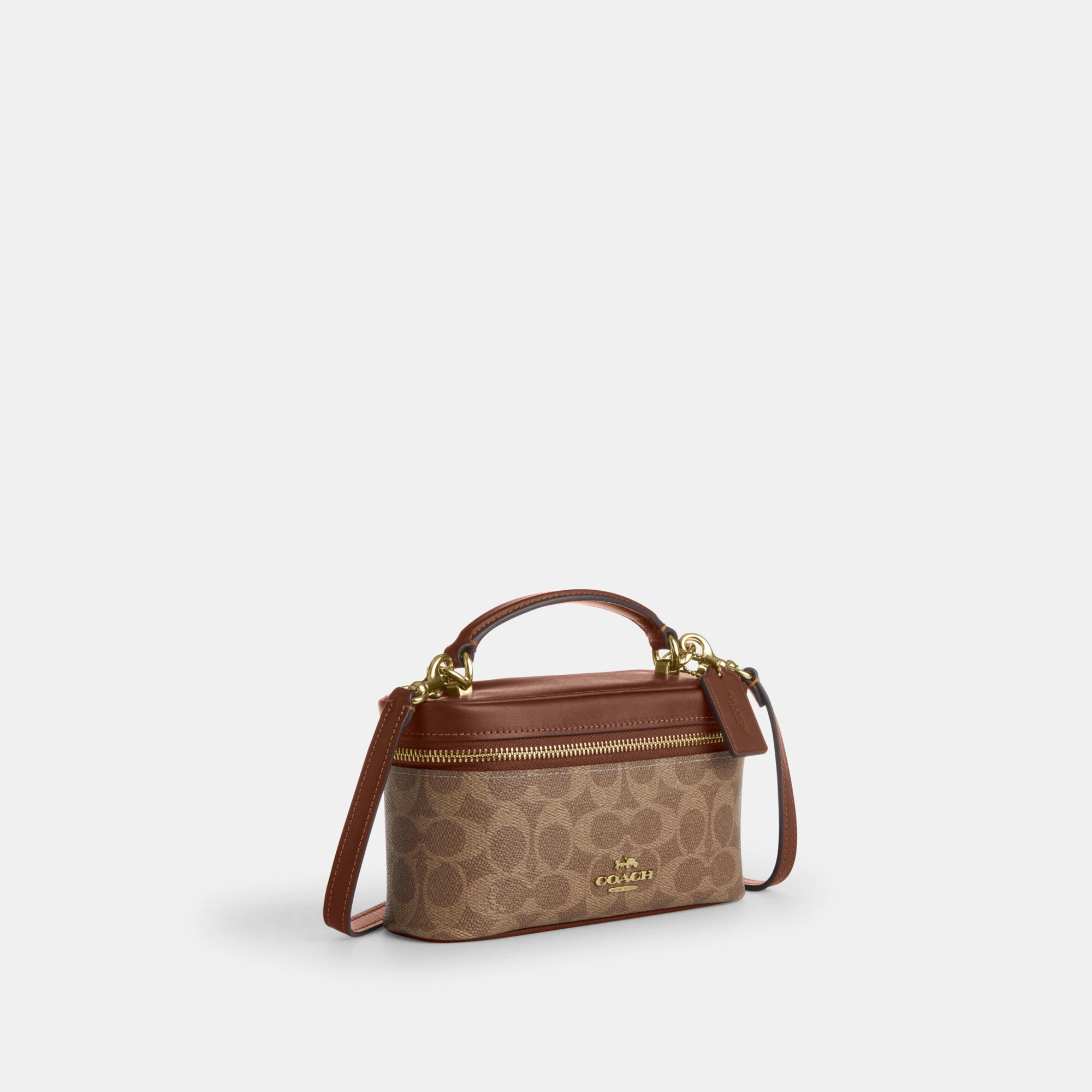 COACH®,Rainer Crossbody Bag 18 In Signature Canvas,Canvas,Recycled Polyester,Leather,Crossbody,Logo,Adjustable,Sustainable...,Brown,Angle View