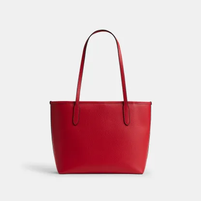 COACH®,Medium City Tote Bag,Red,Back View