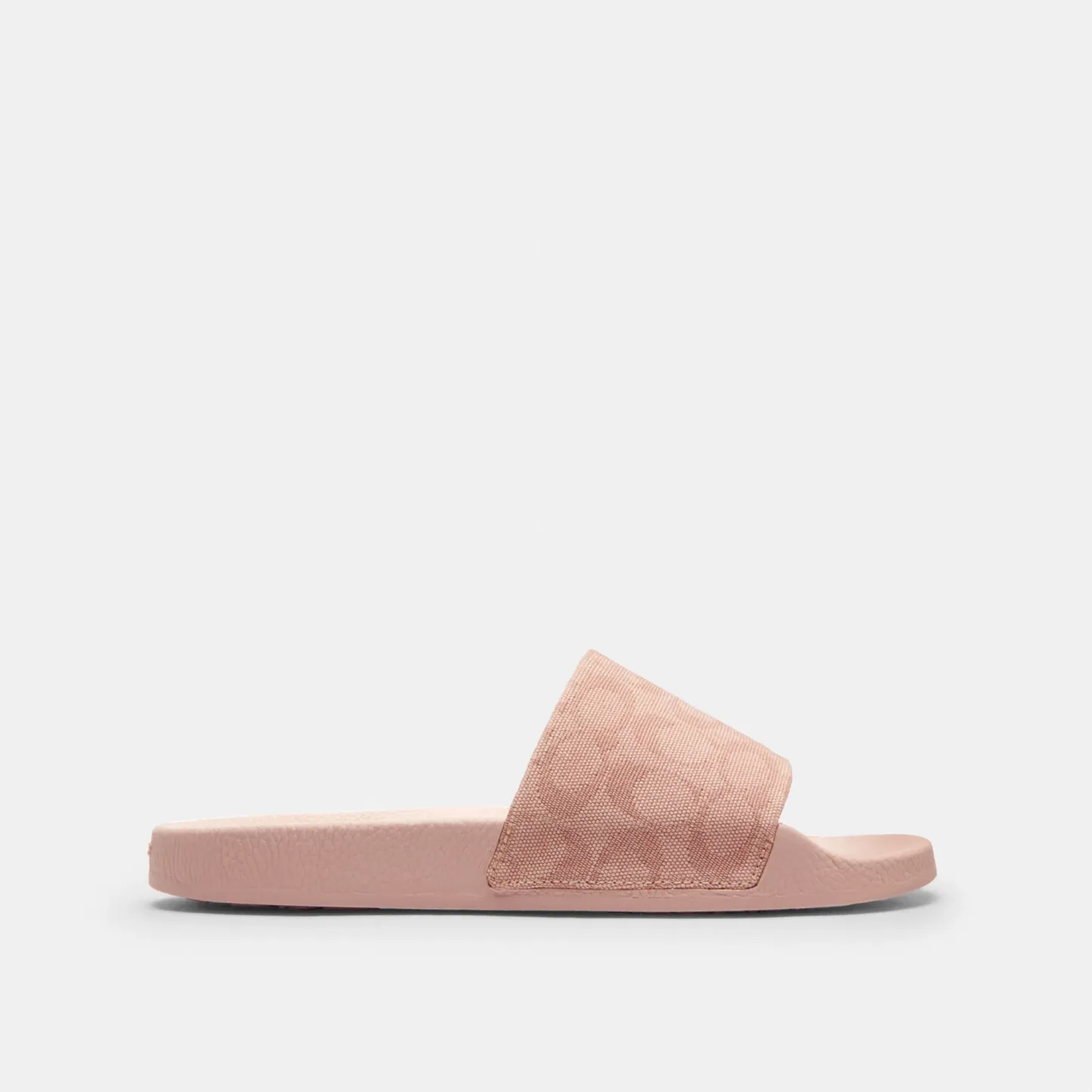 COACH®,Udele Sport Slide In Signature Jacquard Canvas,Rubber,EVA,Canvas,Slides,Fabric,Logo,Pull Tab,Casual,Blush,Angle View