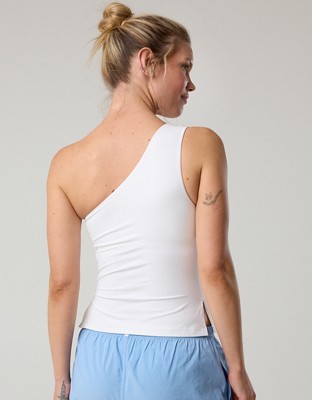 OFFLINE By Aerie Real Me XTRA One Shoulder Tank Top - White