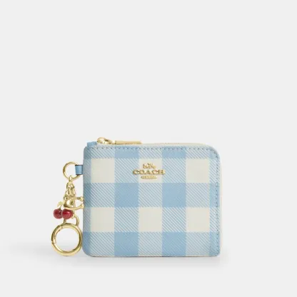 COACH®,Small Corner Zip Wallet With Gingham Print And Charms,,Front View