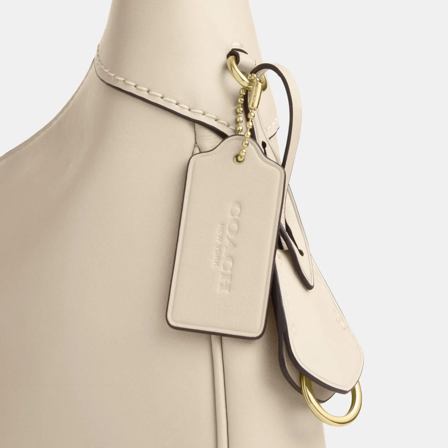 COACH®,Ella Shoulder Bag,Leather,Shoulder Bag,Adjustable,Lined,Gold Metal,Casual,Beige,Closer View