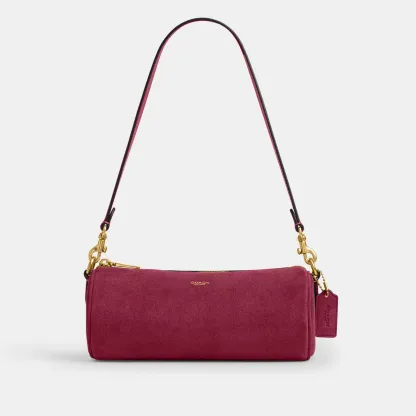 COACH®,Barrel Bag,Calfskin Leather,Suede,Barrel Bag,Pendant,Lined,Adjustable,Brass,Casual,,Front View