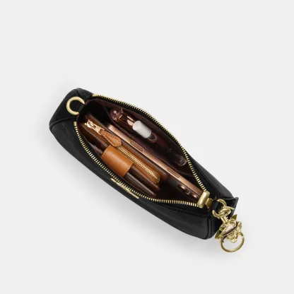 COACH®,Teri Shoulder Bag,Shoulder Bag,Chain Detail,Metal,Logo,Casual,Black,Inside View,Top View