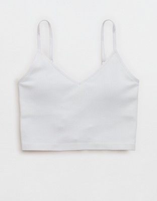 Superchill Seamless Rib Padded Bra Top - White