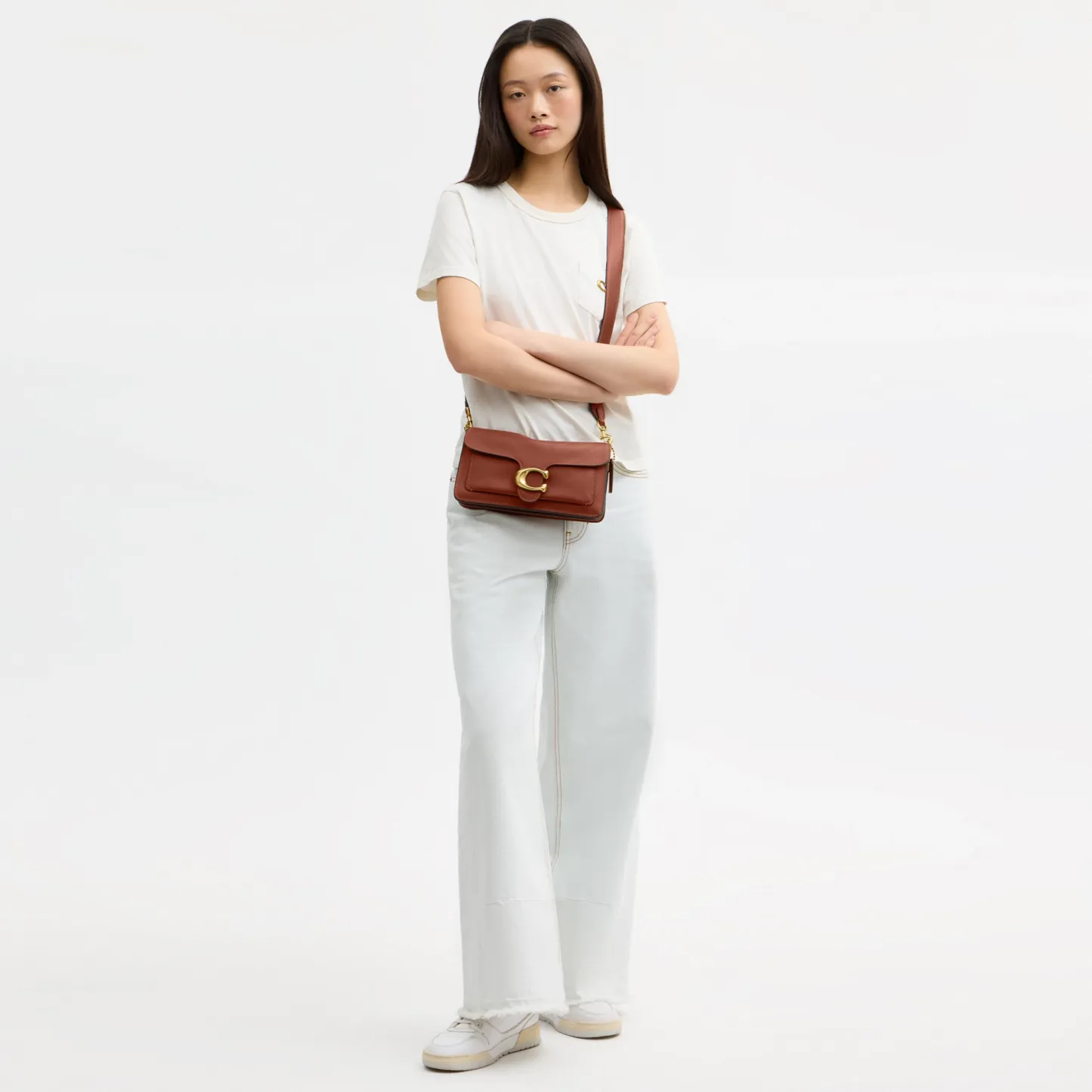 COACH®,Tabby Shoulder Bag 26,Leather,Shoulder Bag,Logo,Metal,Compact,Brass,Casual,Brown