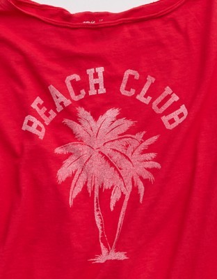 Aerie Off-The-Shoulder Relaxed T-Shirt - Chilly Red