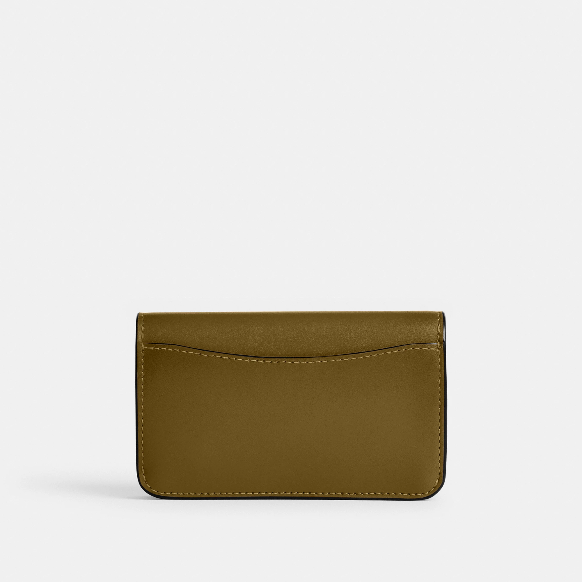 COACH®,Essential Slim Card Case,Calfskin Leather,Bi Fold,Logo,Metal,Casual,Brown,Back View