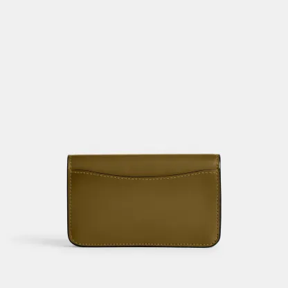COACH®,Essential Slim Card Case,Calfskin Leather,Bi Fold,Logo,Metal,Casual,Brown,Back View