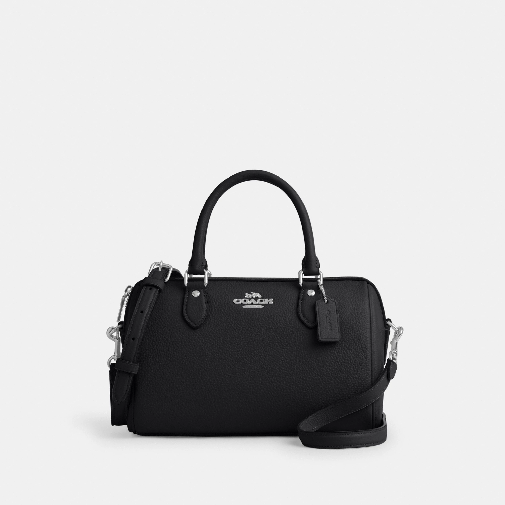 COACH®,Rowan Satchel Bag,Satchel,Logo,Casual,Work,Black,Front View