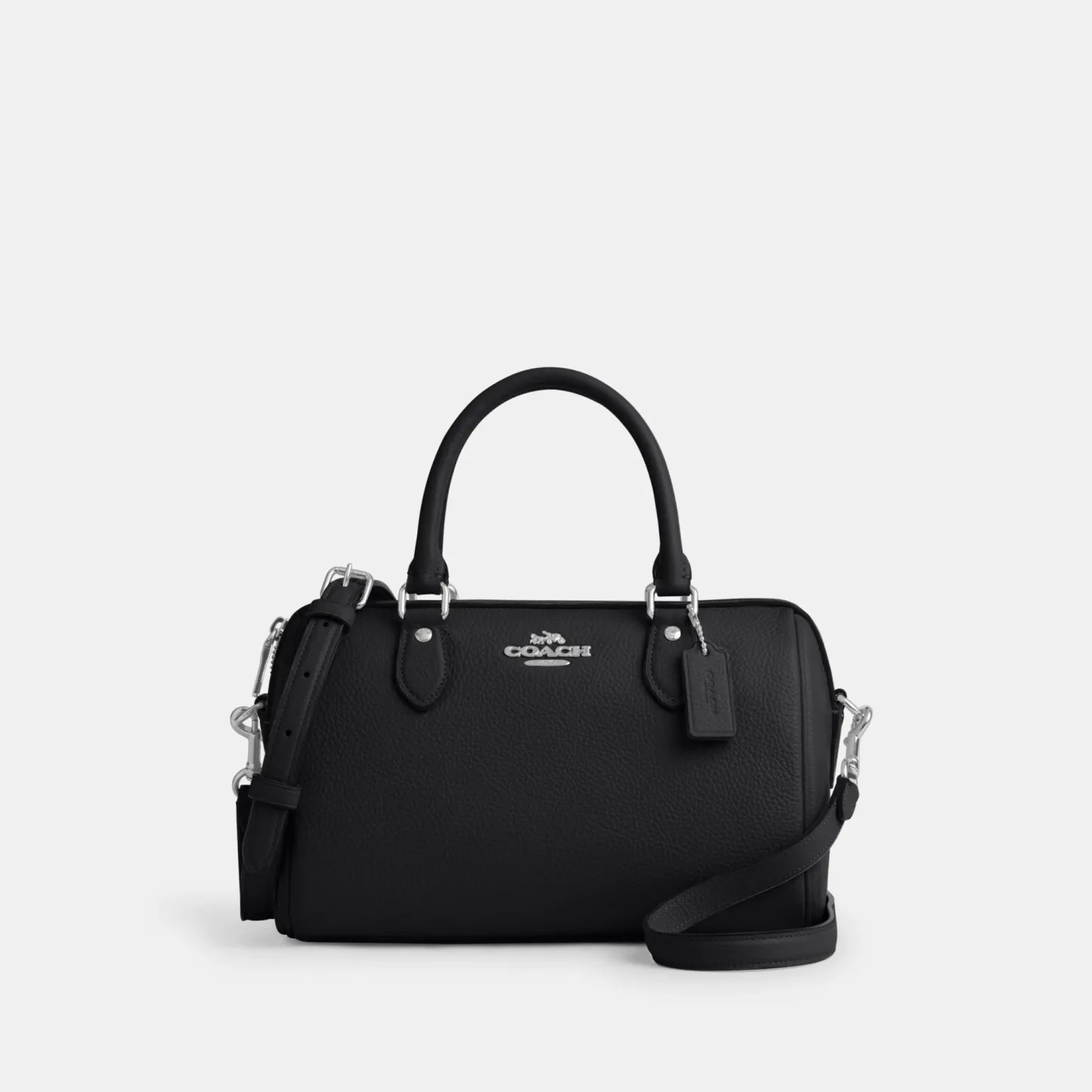 COACH®,Rowan Satchel Bag,Satchel,Logo,Casual,Work,Black,Front View