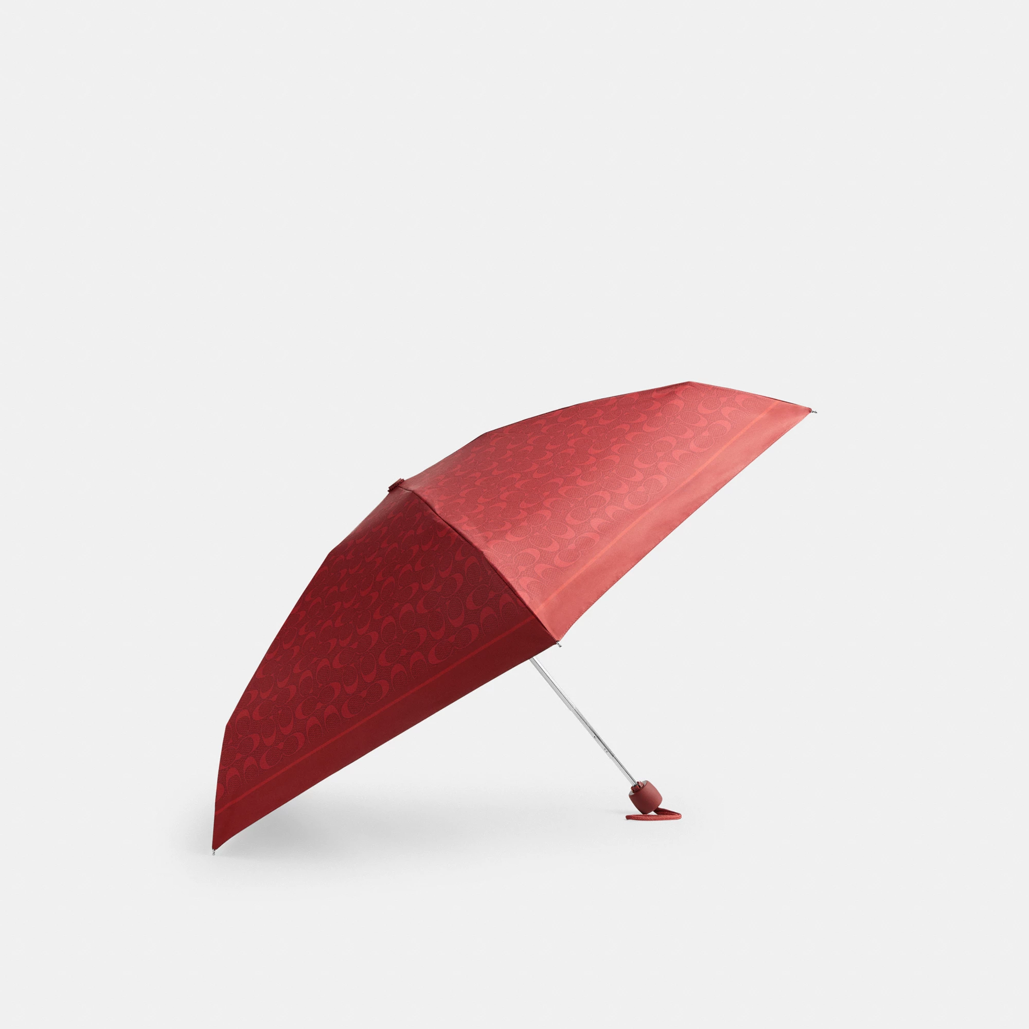 COACH®,Uv Protection Mini Umbrella In Signature Print,Classic Umbrella,Casual,Red,Front View