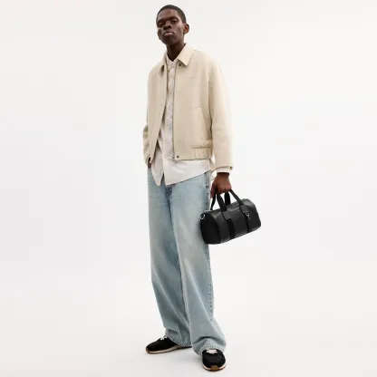 COACH®,Explorer Duffle Bag 28,Leather,Duffle Bag,Logo,Father's Day,Black,Detail View