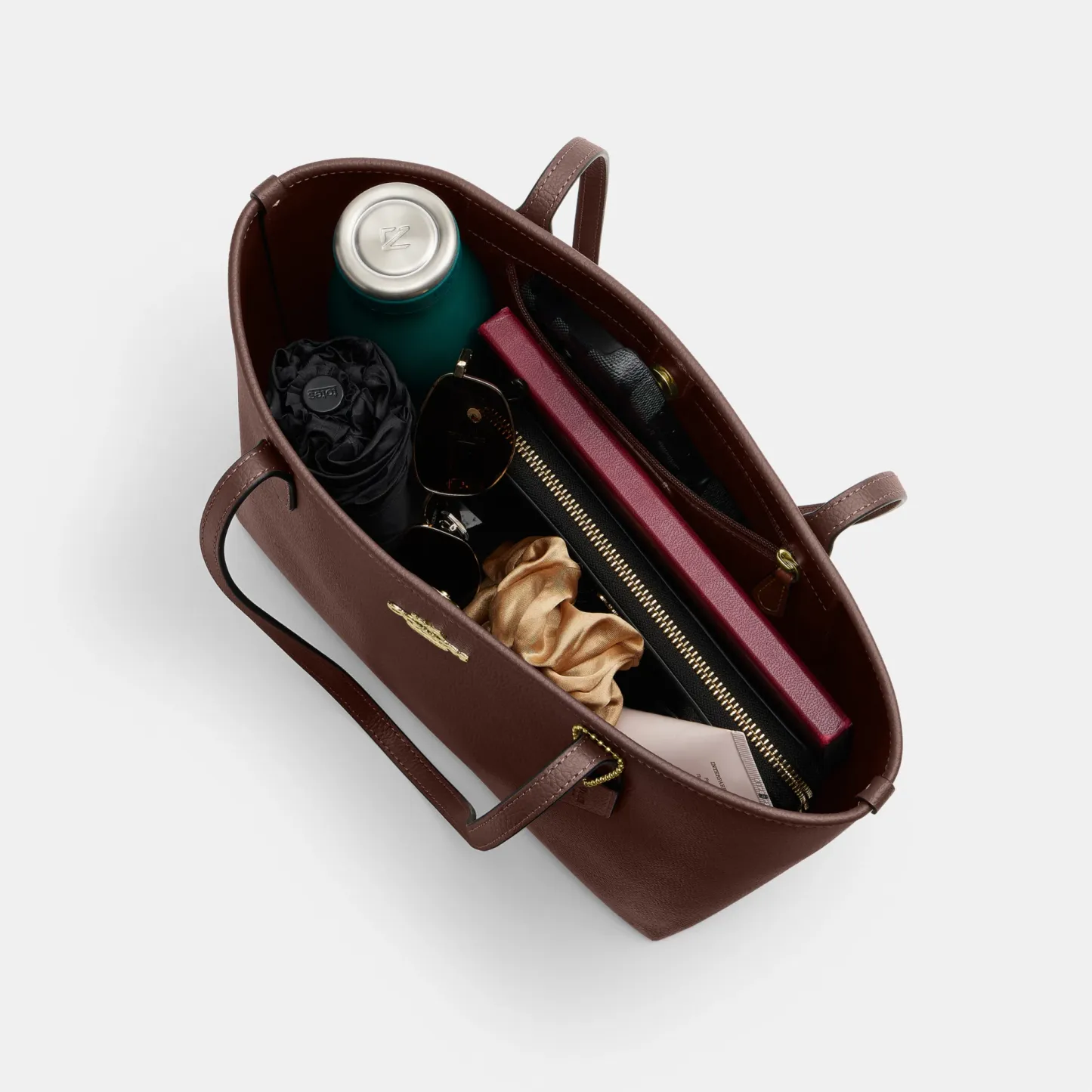 COACH®,Medium City Tote Bag,Brown,Inside View,Top View