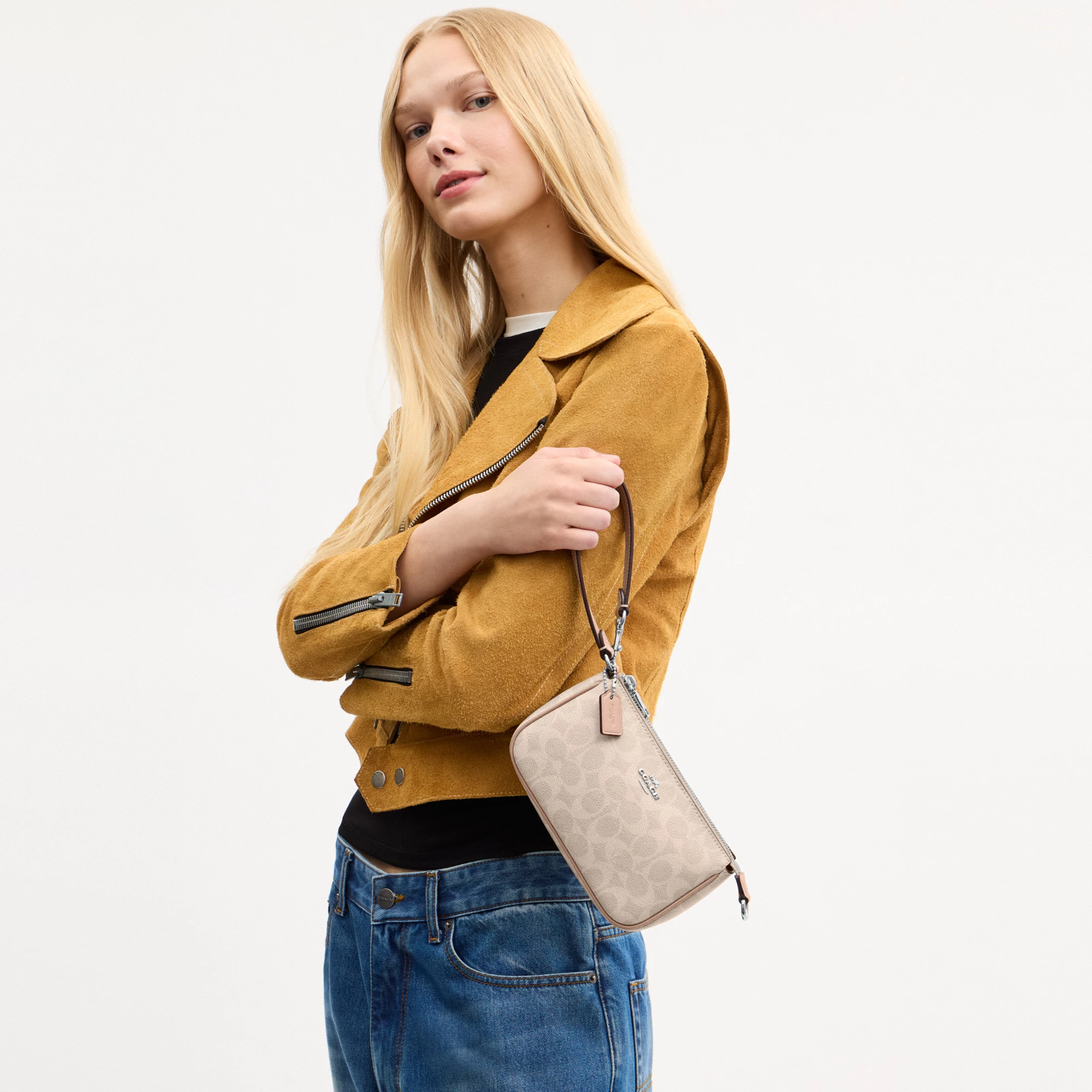 COACH®,Nolita 19 In Signature Canvas,Canvas,Shoulder Bag,Metal,Casual,Beige,Detail View