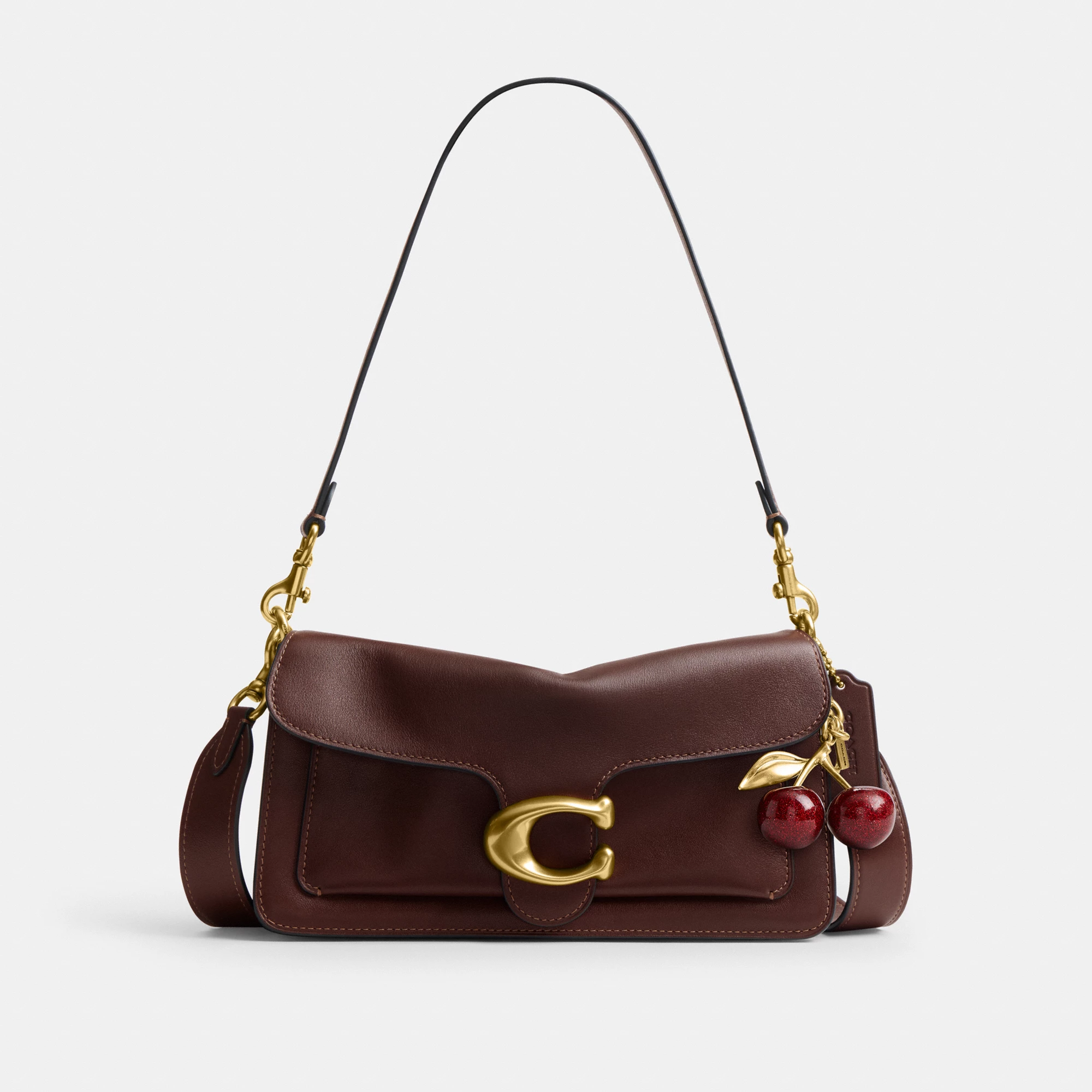 COACH®,Tabby Shoulder Bag 26,Leather,Shoulder Bag,Logo,Metal,Compact,Brass,Casual,Brown,Angle View