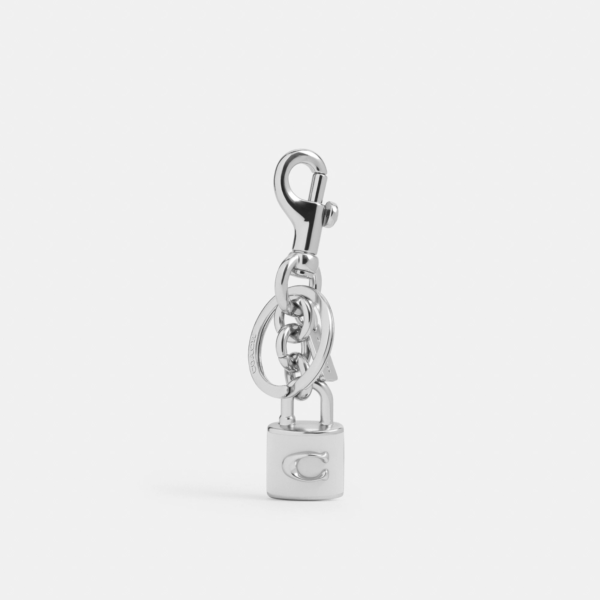 COACH®,Lock Bag Charm,Leather,Bag Charm,Metal Material,Logo,Key Ring,Gold Metal,Casual,Silver,Front View