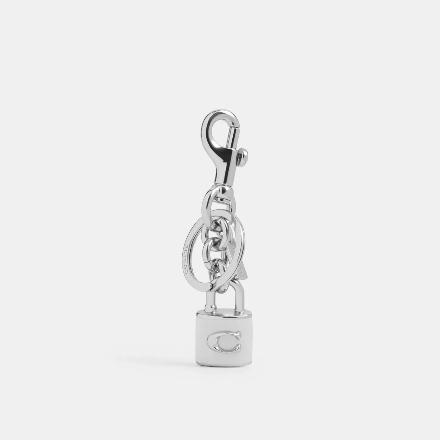 COACH®,Lock Bag Charm,Leather,Bag Charm,Metal Material,Logo,Key Ring,Gold Metal,Casual,Silver,Front View
