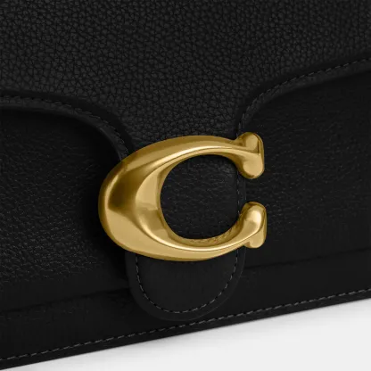 COACH®,Tabby Shoulder Bag 26,Leather,Shoulder Bag,Crossbody,Logo,Gusset,Gold Metal,Casual,Black,Closer View