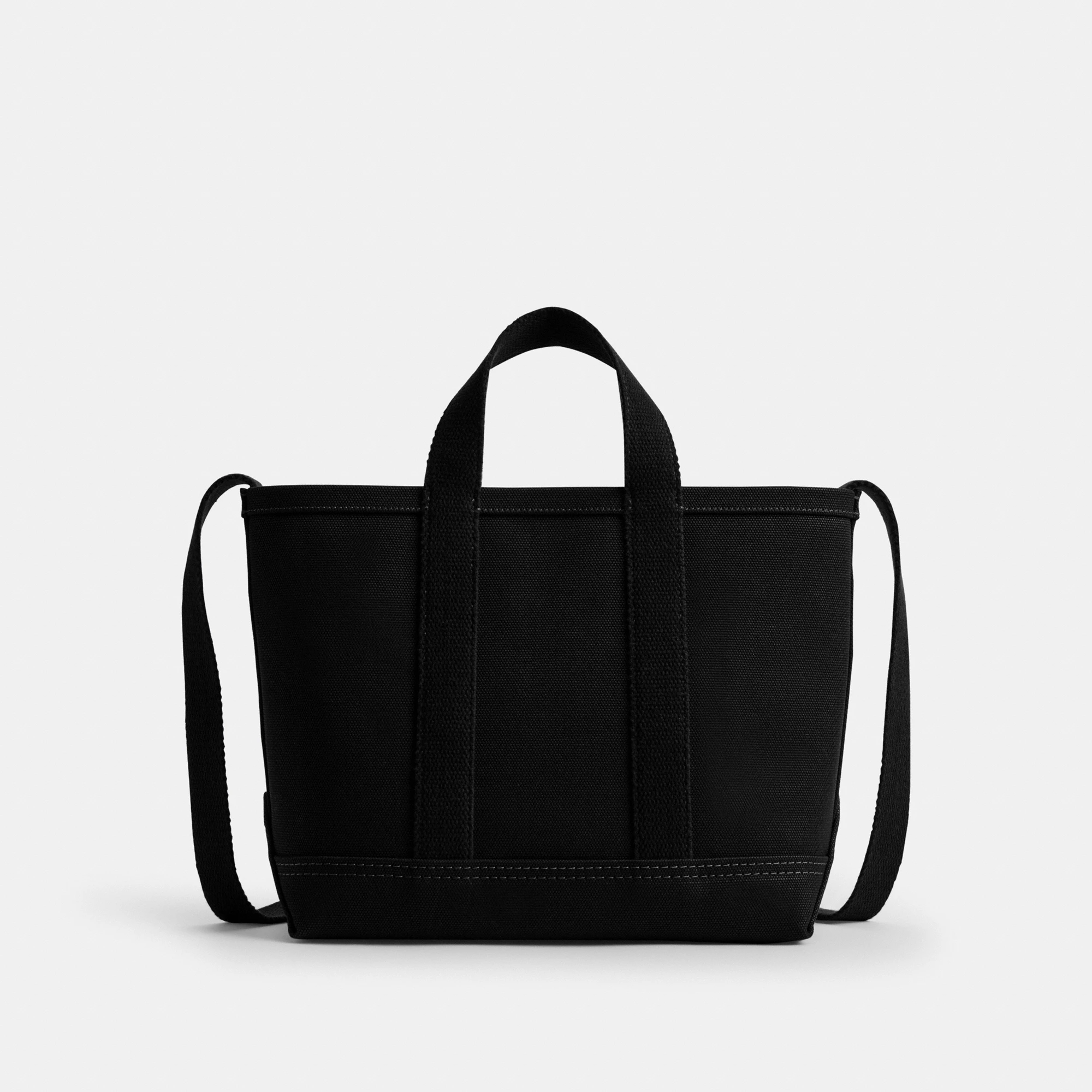 COACH®,Utility Tote 27,Canvas,Cotton,Leather,Tote,Logo,Adjustable,Sustainable,Casual, Father's Day,Black,Back View
