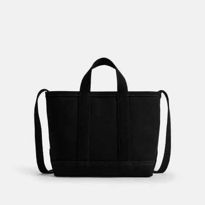 COACH®,Utility Tote 27,Canvas,Cotton,Leather,Tote,Logo,Adjustable,Sustainable,Casual, Father's Day,Black,Back View