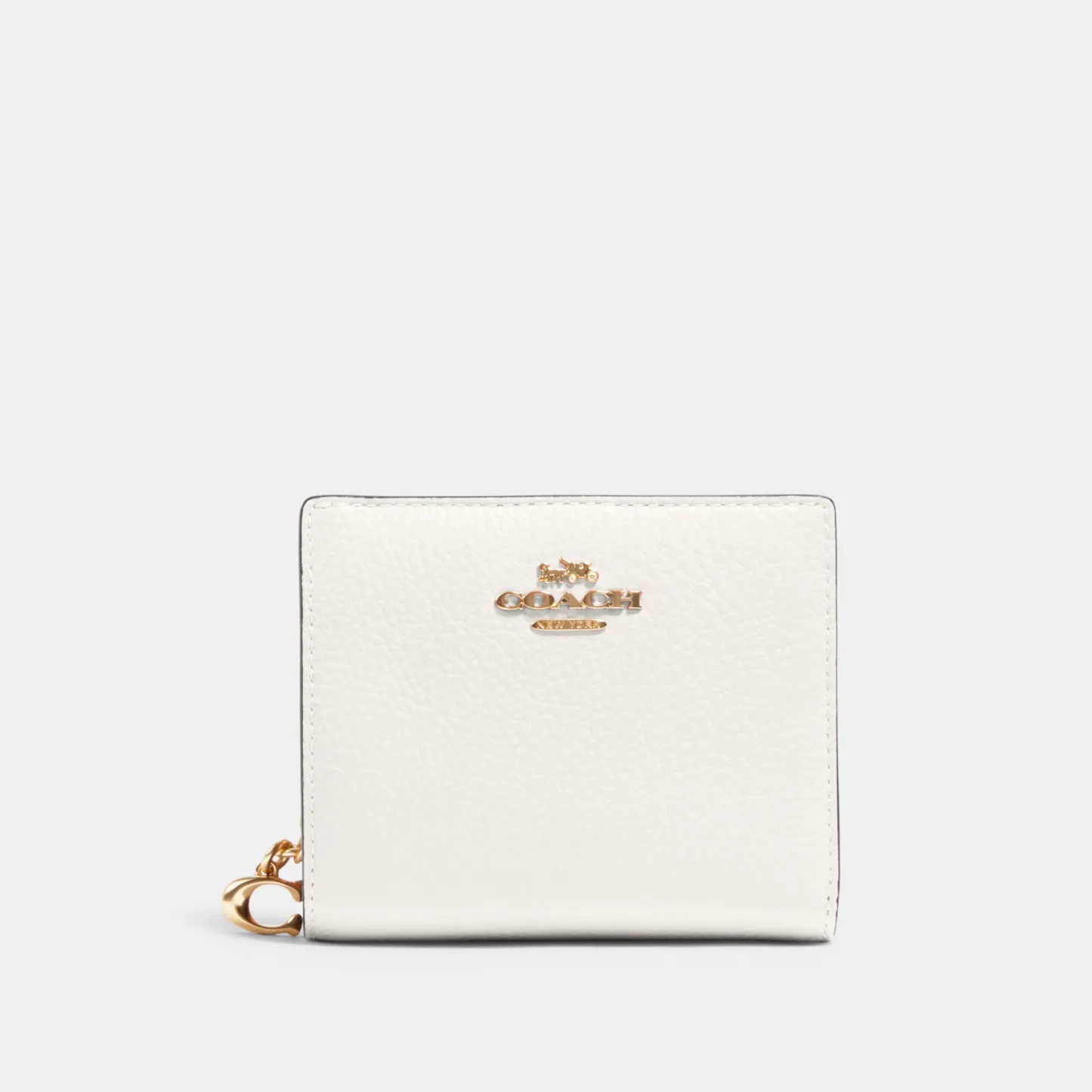 COACH®,Snap Wallet,Leather,Bi Fold,Gold Metal,Casual,White,Front View