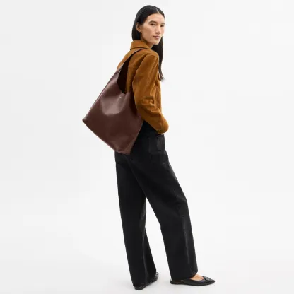 COACH®,Brooklyn Shoulder Bag 39,Hobo,Logo,Word Embellishment,Embossed,Casual,Brown,Detail View