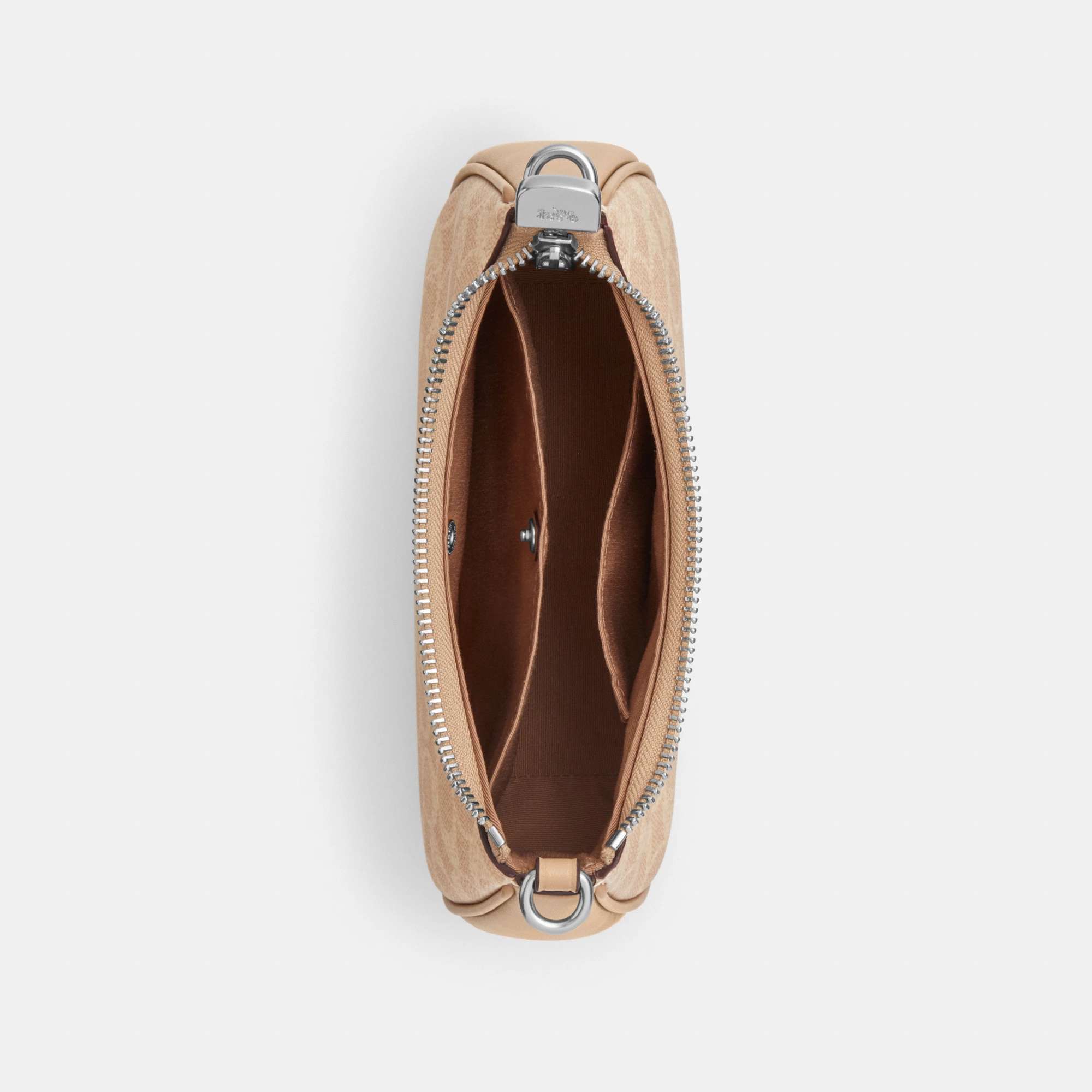 COACH®,Teri Mini Crossbody Bag In Signature Canvas,Polyester,Canvas,Recycled Polyester,Shoulder Bag,Adjustable,2 in 1,Vega...,Brown,Inside View,Top View