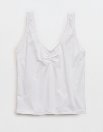 SMOOTHEZ Cotton Blend Ruched Tank Top - White