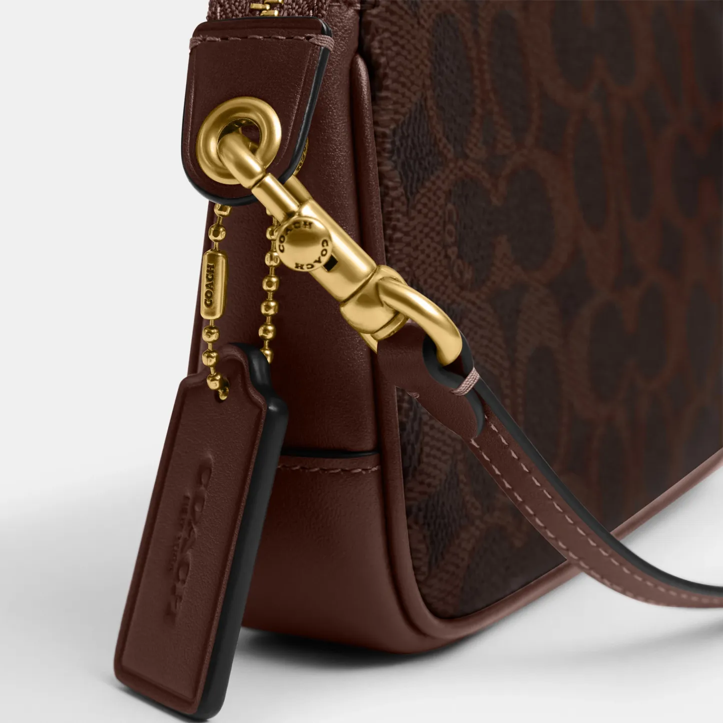 COACH®,Plaza Bag 18 In Signature Canvas,Calfskin Leather,Leather,Canvas,Fabric,Shoulder Bag,Logo,Compact,Lined,2 in 1,Bras...,Brown,Closer View