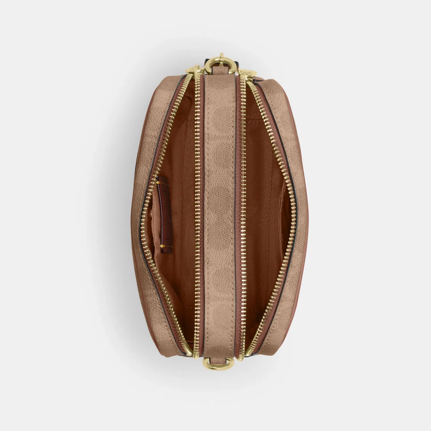 COACH®,Mini Carey Crossbody Bag In Signature Canvas,Polyester,Leather,Canvas,Crossbody,Metal Material,Logo,Metal,Piping,Pe...,,Inside View,Top View