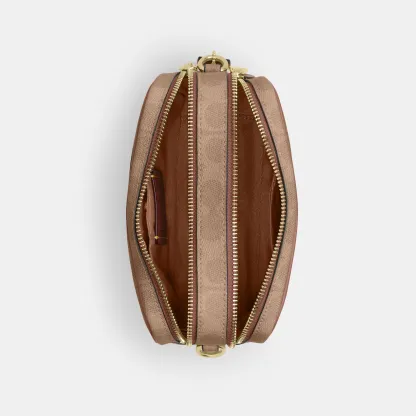 COACH®,Mini Carey Crossbody Bag In Signature Canvas,Polyester,Leather,Canvas,Crossbody,Metal Material,Logo,Metal,Piping,Pe...,,Inside View,Top View