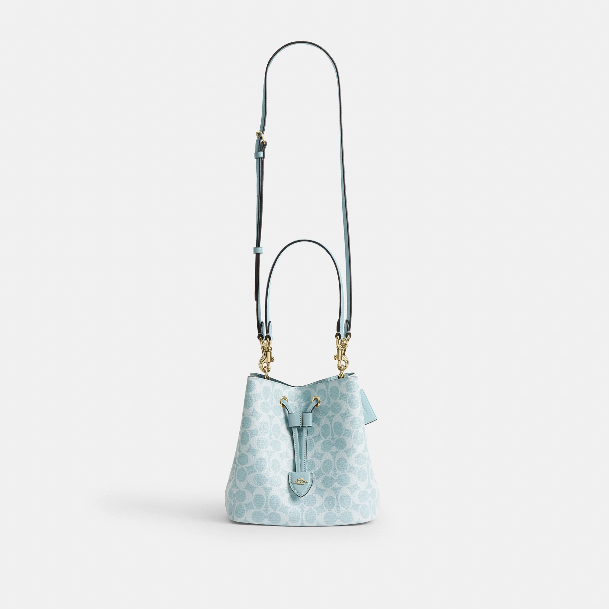 Rowan Bucket Bag In Signature Canvas - signature canvas/Gold/Light Blue - view 7