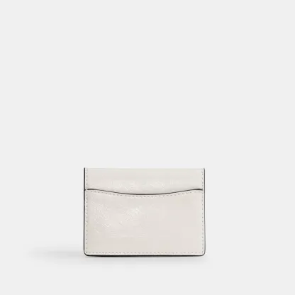 COACH®,Card Case With Charms,Leather,Card Case,Logo,Silver Metal,Casual, Father's Day,White,Back View
