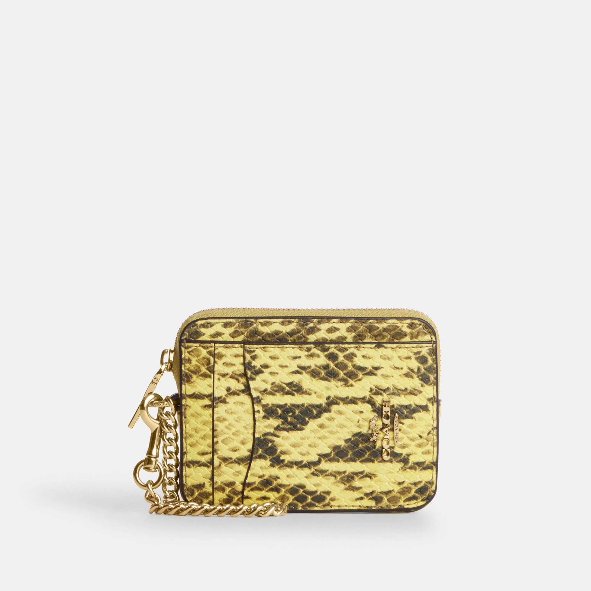 COACH®,Zip Card Case,Yellow,Front View