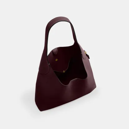 COACH®,Brooklyn Shoulder Bag 39,Hobo,Logo,Word Embellishment,Embossed,Casual,Maroon,Inside View,Top View