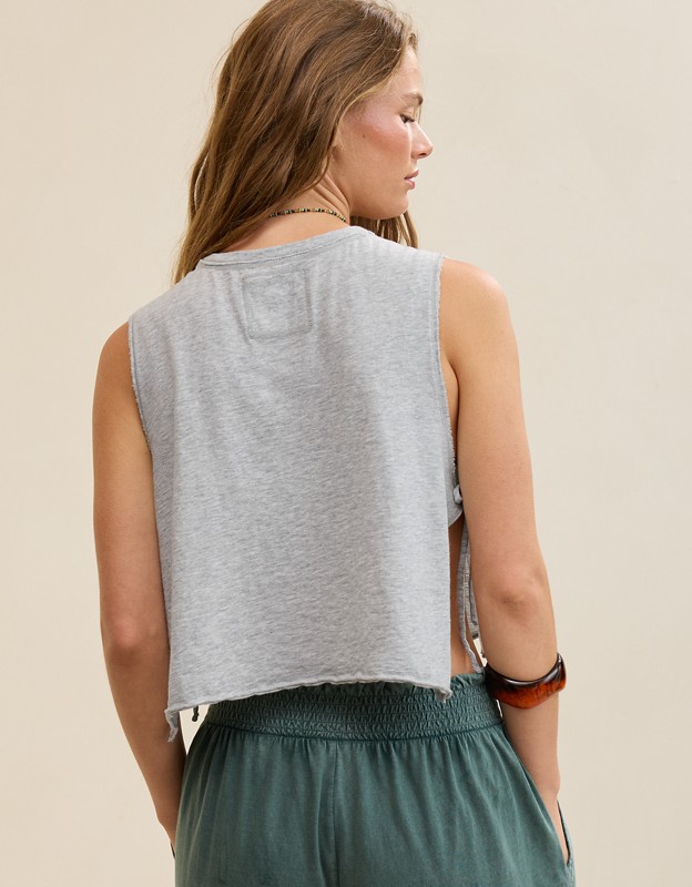 Aerie Happiest Side Tie Tank - Medium Heather Gray