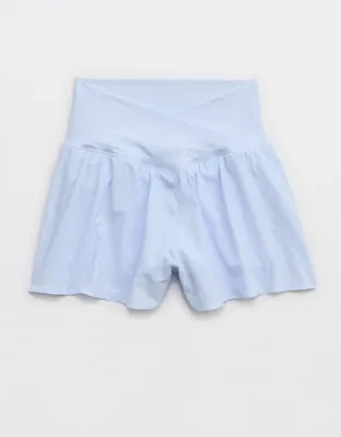 OFFLINE By Aerie Real Me Seersucker Crossover Flowy Short - Eyelet Blue