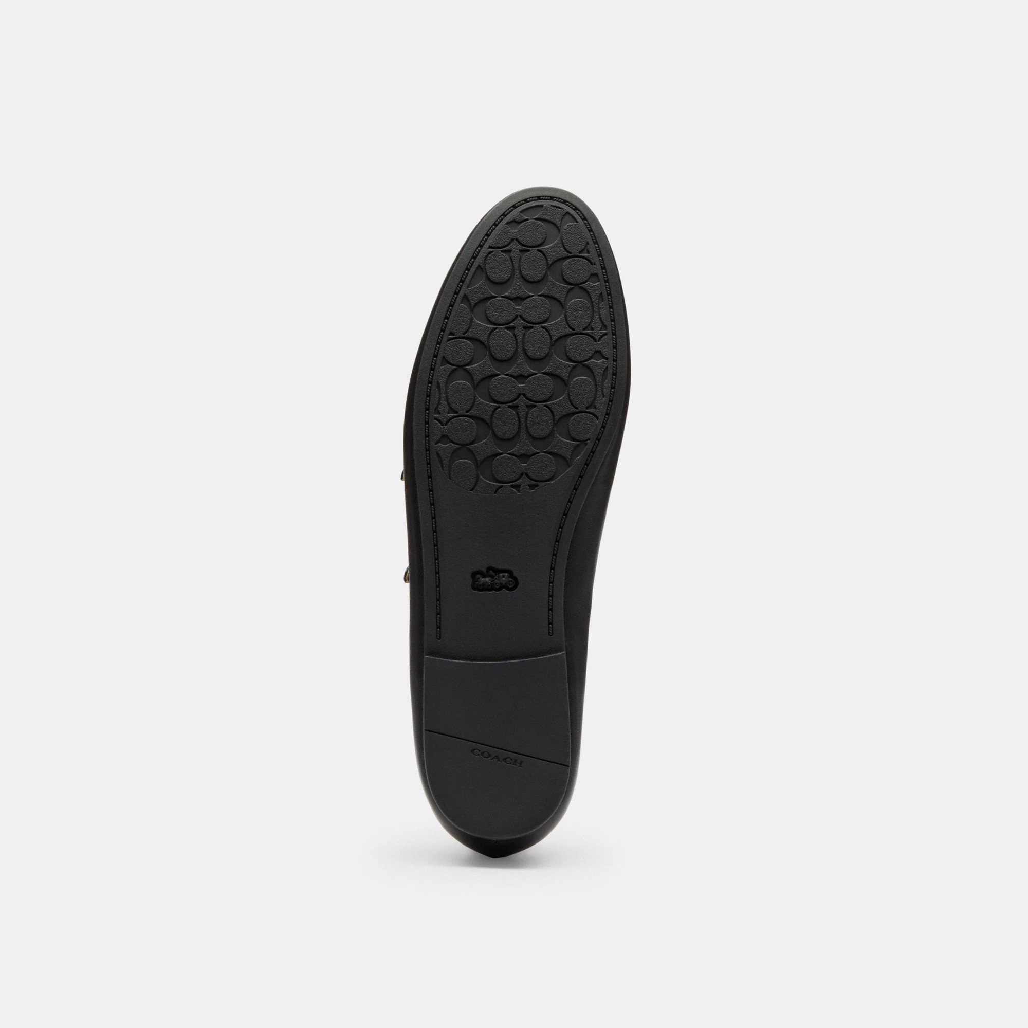COACH®,Double Buckle Mary Jane,Leather,Rubber,Flats,Cushioned,Traction,Casual,Black,Outsole View