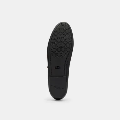 COACH®,Double Buckle Mary Jane,Leather,Rubber,Flats,Cushioned,Traction,Casual,Black,Outsole View
