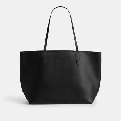 COACH®,City Tote Bag,Leather,Tote,Logo,Casual,Black,Back View