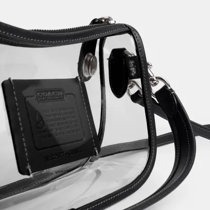 COACH®,Stadium Swinger Bag,Leather,Shoulder Bag,Sheer,Piping,Applique,Casual,White,Closer View
