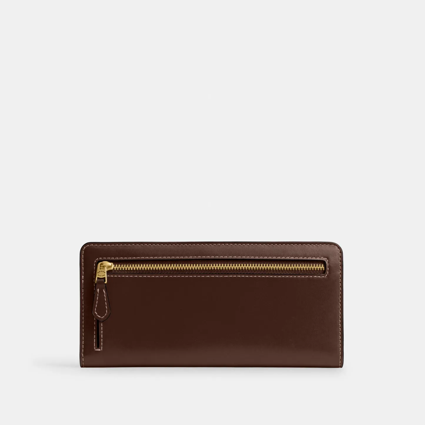 COACH®,Essential Slim Wallet,Leather,Continental,Bi Fold,Logo,Metal,Casual,Brown,Back View