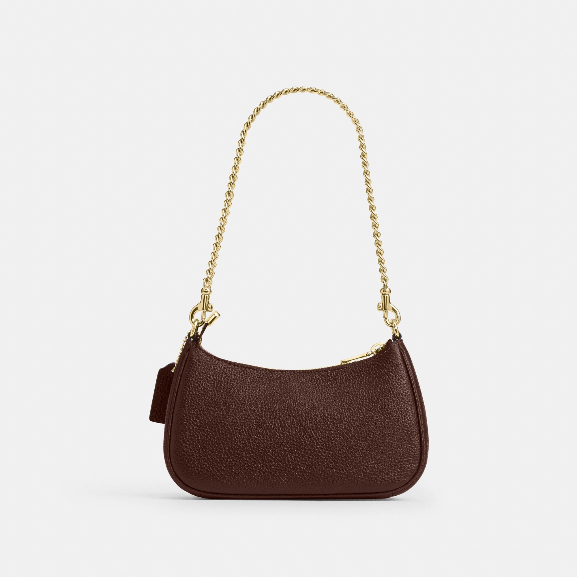 COACH®,Teri Mini Crossbody Bag,Leather,Recycled Polyester,Crossbody,Logo,Adjustable,Compact,Gold Metal,Casual,Brown,Back View