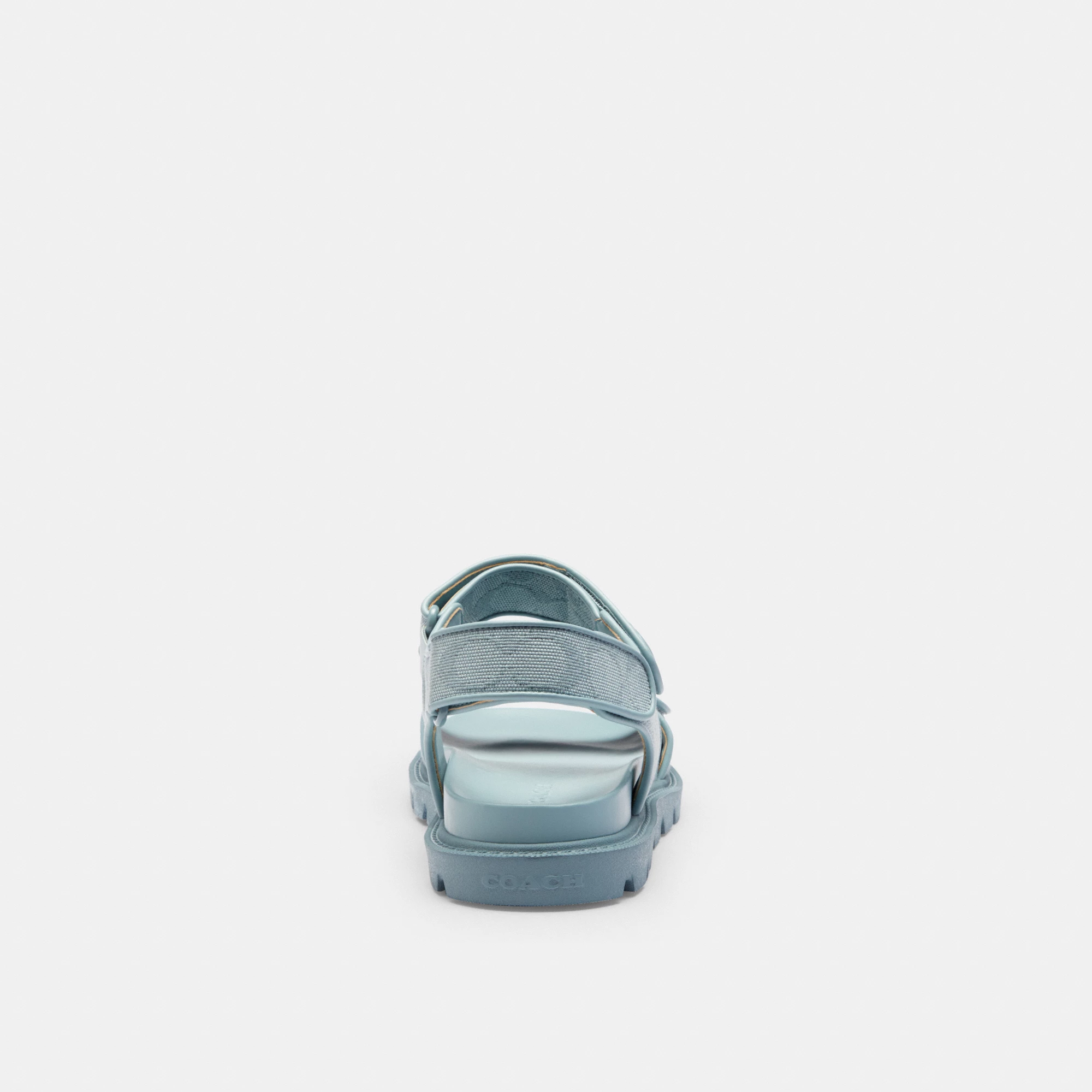 COACH®,Brynn Sandal In Signature Canvas,Cotton,Synthetic,Sandals,Fabric,Logo,Padded Insole,Sustainable,Casual,Blue,Alternate View